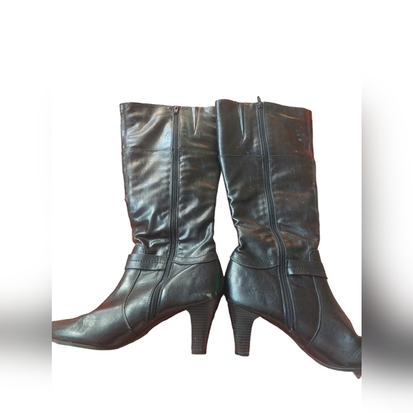 LIFE STRIDE Black Leather knee boots size 10 M - Picture 4 of 12